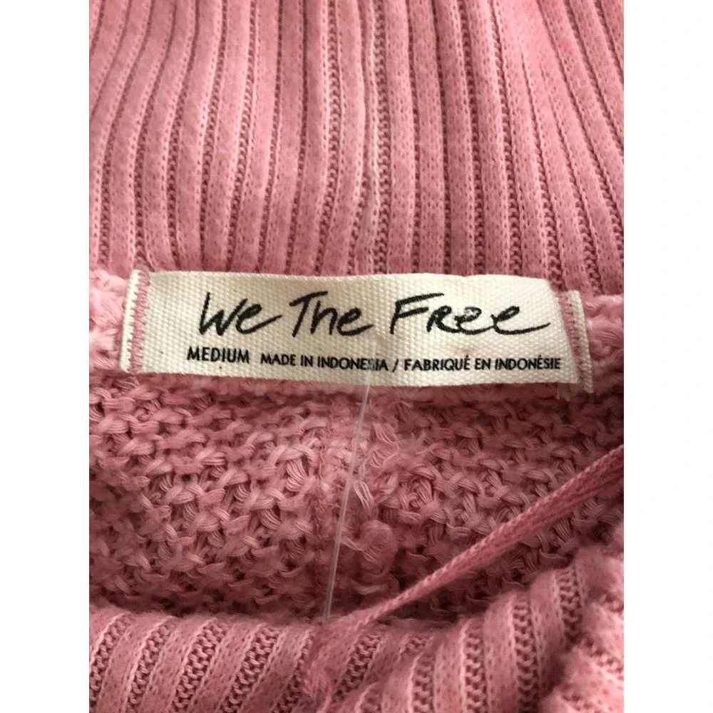 Free People Pink Oversized Scoop-Neck Sweater